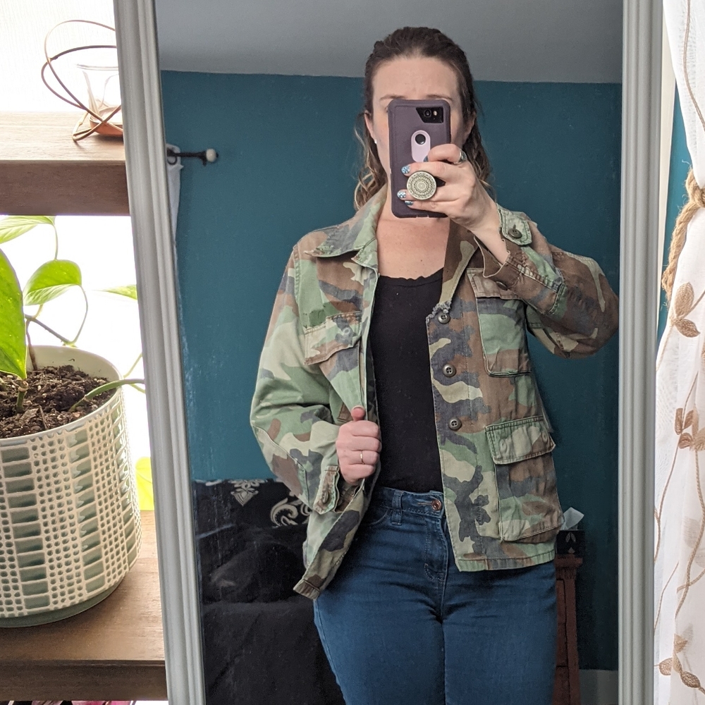 Genuine Military/Army Camo Jacket Distressed Small